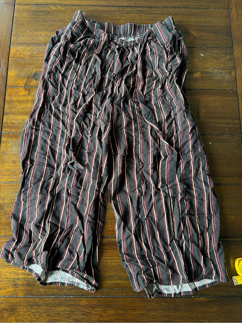 Casual Striped Lounge Pants - Black with Red & Cream Stripes